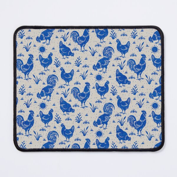 Item preview, Farmhouse Rustic Chickens And Roosters In Cobalt Blue On Cream designed and sold by EliveraDesigns.