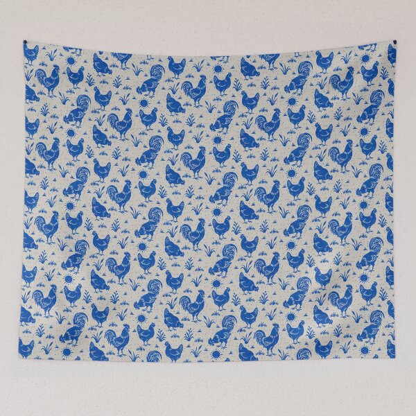 Item preview, Farmhouse Rustic Chickens And Roosters In Cobalt Blue On Cream designed and sold by EliveraDesigns.