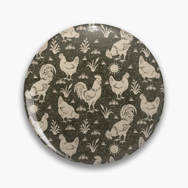 Item preview, Farmhouse Rustic Chickens And Roosters In Cream On Charcoal designed and sold by EliveraDesigns.