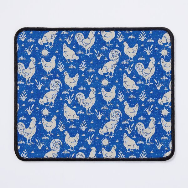 Item preview, Farmhouse Rustic Chickens And Roosters In Cream On Cobalt Blue designed and sold by EliveraDesigns.