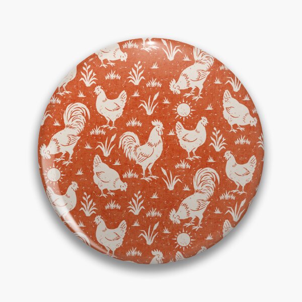 Item preview, Farmhouse Rustic Chickens And Roosters In Cream On Crimson Red designed and sold by EliveraDesigns.