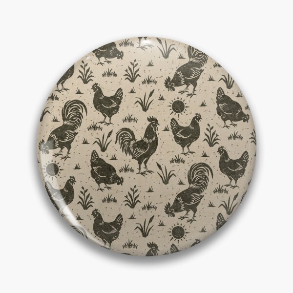 Item preview, Farmhouse Rustic Chickens And Roosters In Cream On Dark Brown designed and sold by EliveraDesigns.