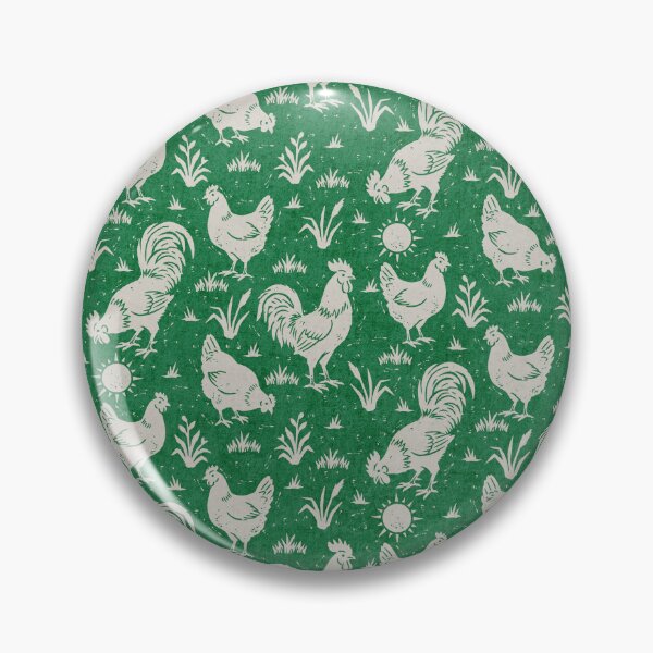 Item preview, Farmhouse Rustic Chickens And Roosters In Cream On Forest Green designed and sold by EliveraDesigns.