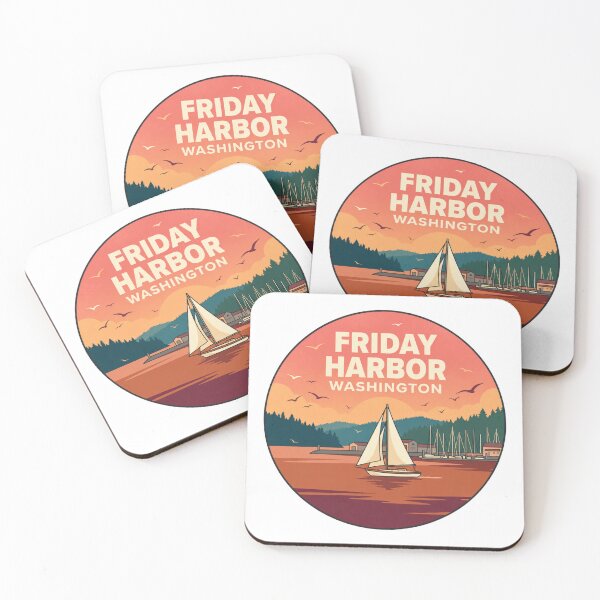 Item preview, Friday Harbor Washington: Sailboat Sunset Vintage Coastal designed and sold by CircinusStore.