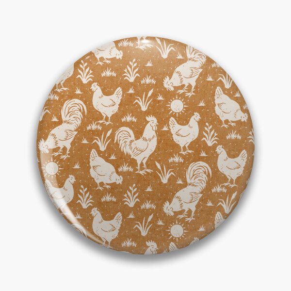 Item preview, Farmhouse Rustic Chickens And Roosters In Cream On Golden Brown designed and sold by EliveraDesigns.