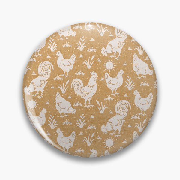 Item preview, Farmhouse Rustic Chickens And Roosters In Cream On Golden Yellow designed and sold by EliveraDesigns.