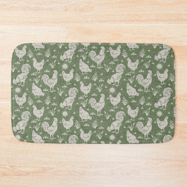 Item preview, Farmhouse Rustic Chickens And Roosters In Cream On Olive Green designed and sold by EliveraDesigns.