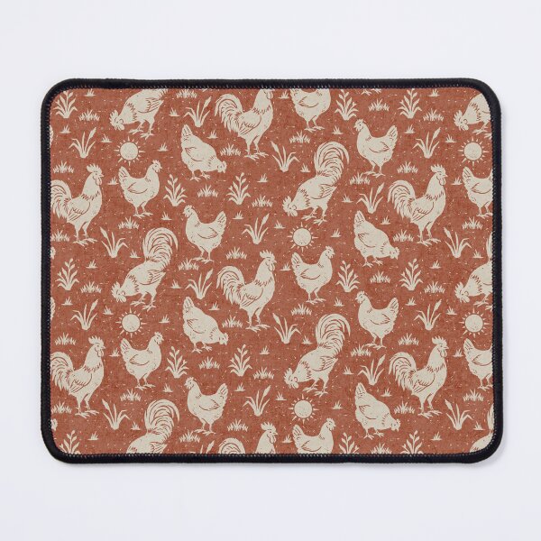 Item preview, Farmhouse Rustic Chickens And Roosters In Cream On Terracotta designed and sold by EliveraDesigns.