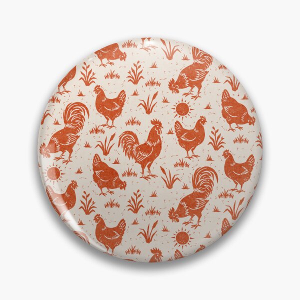 Item preview, Farmhouse Rustic Chickens And Roosters In Crimson Red On Cream designed and sold by EliveraDesigns.