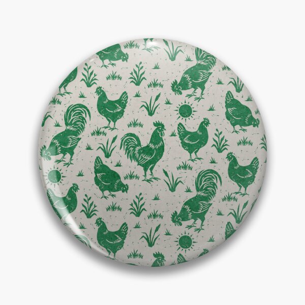 Item preview, Farmhouse Rustic Chickens And Roosters In Forest Green On Cream designed and sold by EliveraDesigns.