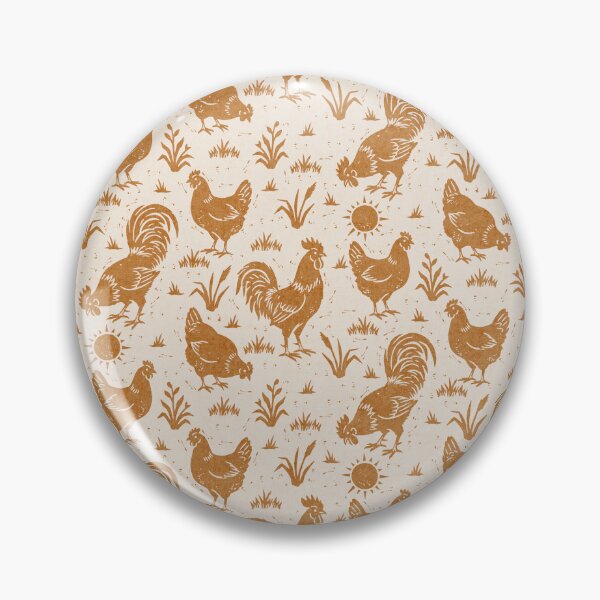Item preview, Farmhouse Rustic Chickens And Roosters In Golden Brown On Cream designed and sold by EliveraDesigns.