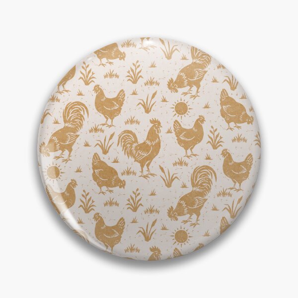 Item preview, Farmhouse Rustic Chickens And Roosters In Golden Yellow On Cream designed and sold by EliveraDesigns.