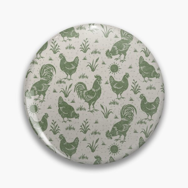 Item preview, Farmhouse Rustic Chickens And Roosters In Olive Green On Cream designed and sold by EliveraDesigns.