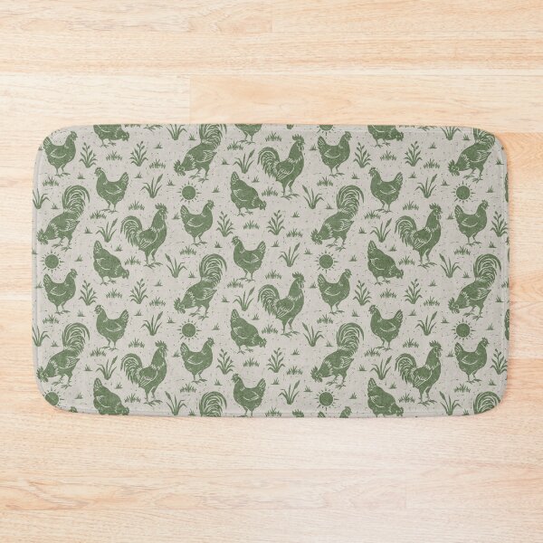 Item preview, Farmhouse Rustic Chickens And Roosters In Olive Green On Cream designed and sold by EliveraDesigns.