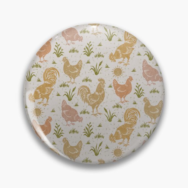 Item preview, Farmhouse Rustic Chickens And Roosters In Olive Mustard On Cream designed and sold by EliveraDesigns.