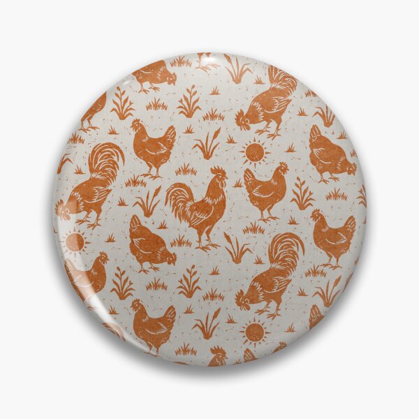 Item preview, Farmhouse Rustic Chickens And Roosters In Orange On Cream designed and sold by EliveraDesigns.