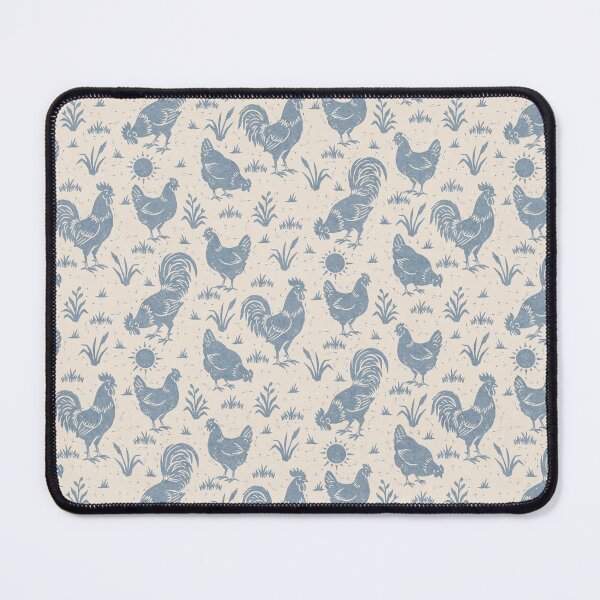 Item preview, Farmhouse Rustic Chickens And Roosters In Slate Blue On Cream designed and sold by EliveraDesigns.