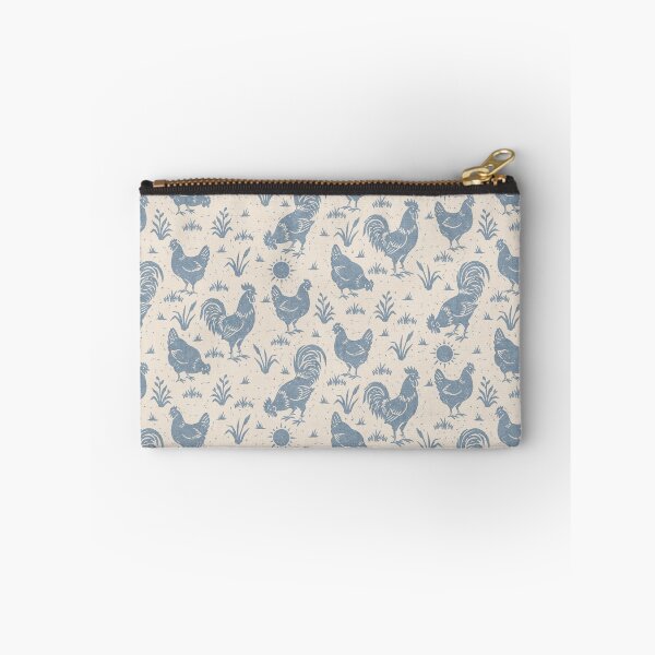 Item preview, Farmhouse Rustic Chickens And Roosters In Slate Blue On Cream designed and sold by EliveraDesigns.