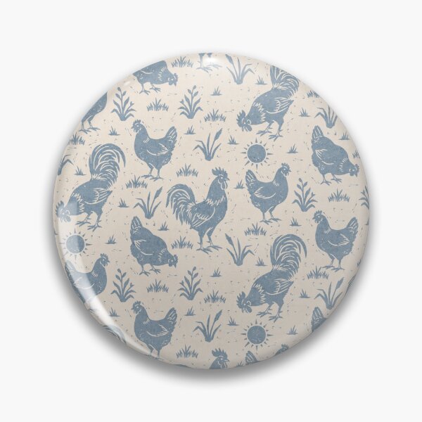 Item preview, Farmhouse Rustic Chickens And Roosters In Slate Blue On Cream designed and sold by EliveraDesigns.