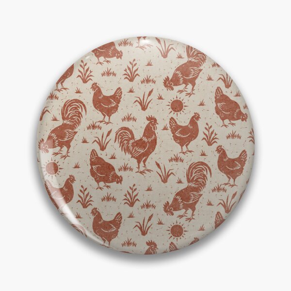 Item preview, Farmhouse Rustic Chickens And Roosters In Terracotta On Cream designed and sold by EliveraDesigns.