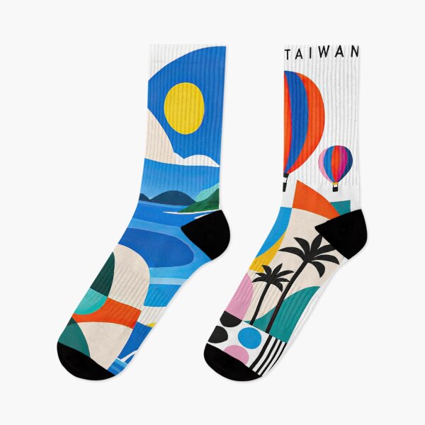 Item preview, Colorful geometric travel poster featuring Taiwan-inspired lands designed and sold by ckybe.