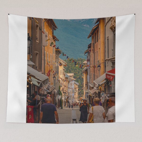 Item preview, Charming European Town Street Framed by Mountains designed and sold by Tyresett.