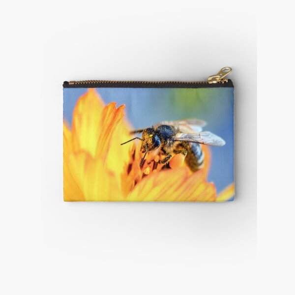 Item preview, Honey Bee Pollinating Bright Yellow Flower Macro designed and sold by Tyresett.