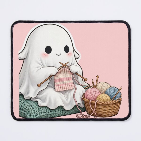 Item preview, Cute Ghost Knitting Pink Sweater Cozy Yarn designed and sold by Artistprinter.