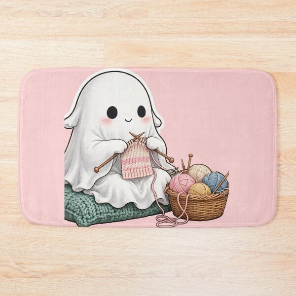 Item preview, Cute Ghost Knitting Pink Sweater Cozy Yarn designed and sold by Artistprinter.