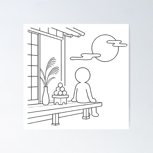 Item preview, Otsukimi Moon Viewing Festival in Japan - Japanese Culture Pictogram designed and sold by japan-picto.