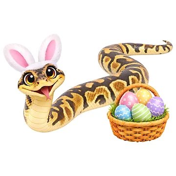 Artwork thumbnail, Playful Ball Python Easter by Sillytoe