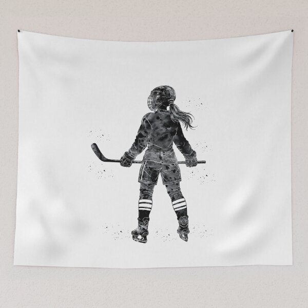 Item preview, Female Ice Hockey Player Watercolor Art designed and sold by Liededrom..