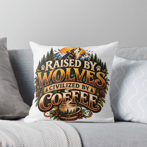 Item preview, coffee quotes, coffee culture, fantasy wolves, wolf illustration, cosmic wolves designed and sold by TrueArtVibes.