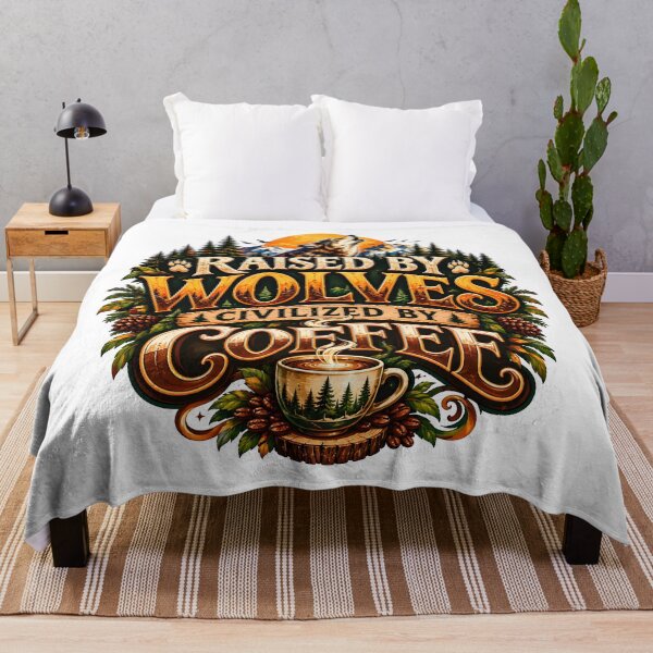 Item preview, coffee quotes, coffee culture, fantasy wolves, wolf illustration, cosmic wolves designed and sold by TrueArtVibes.