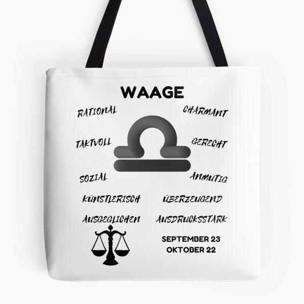 Item preview, Waage Zodiac Sign Astrology Symbol Horoscope - Classic Black & White (German Version) designed and sold by ZODIARA.