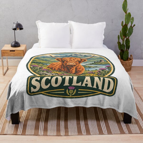 Item preview, Highland Cow Scotland Vintage Travel Shirt – Scottish Highland Cow Countryside Design designed and sold by Globalcitytees.