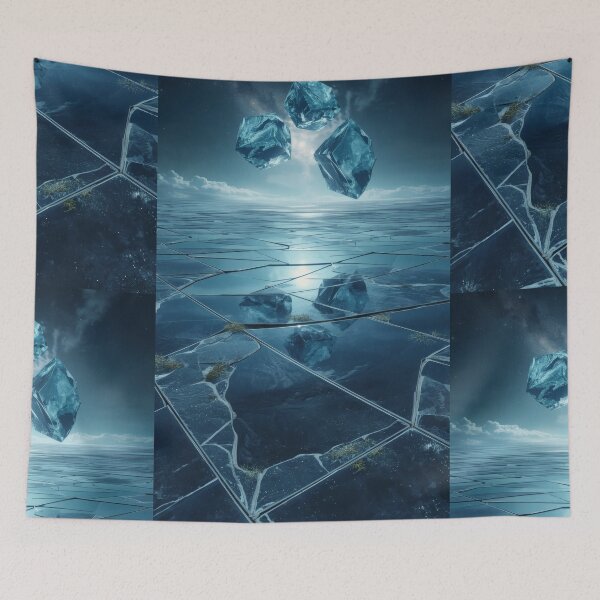 Item preview, Floating Crystal Cubes Above Mirrored Alien Landscape designed and sold by monkeybusiness.pt.
