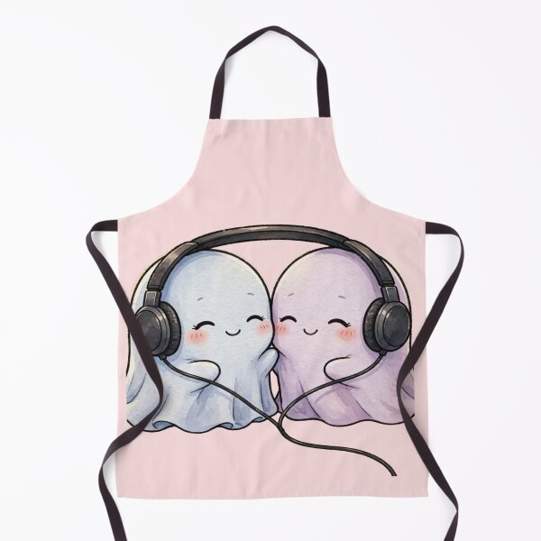 Item preview, Two Cute Ghosts Sharing Headphones Music Lovers designed and sold by Artistprinter.