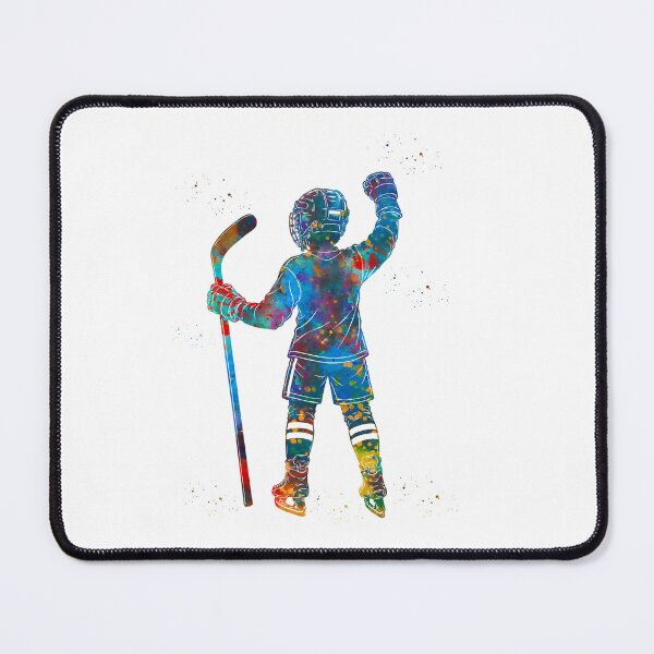 Item preview, Little Boy Ice Hockey Player Watercolor Art designed and sold by Liededrom..