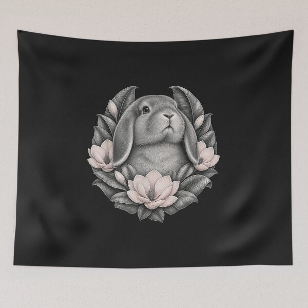 Item preview, Lop Eared Rabbit Magnolia Flowers Cottagecore Bunny Lover designed and sold by abig-eiyana.