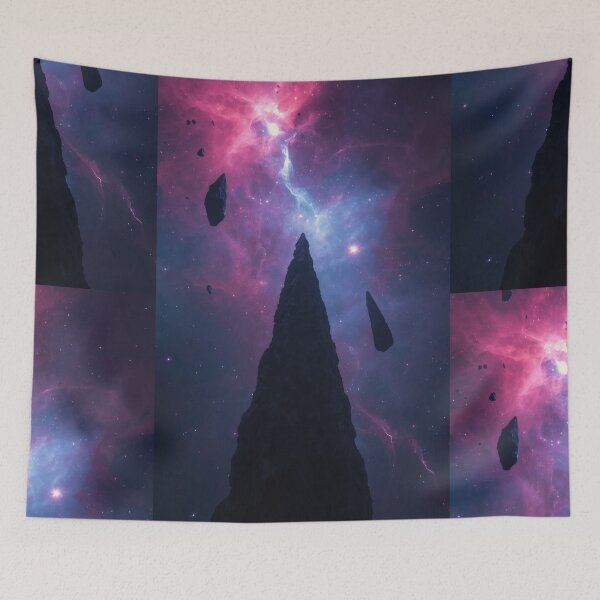 Item preview, Obsidian Spire Reaching Into Cosmic Magenta Nebula designed and sold by monkeybusiness.pt.