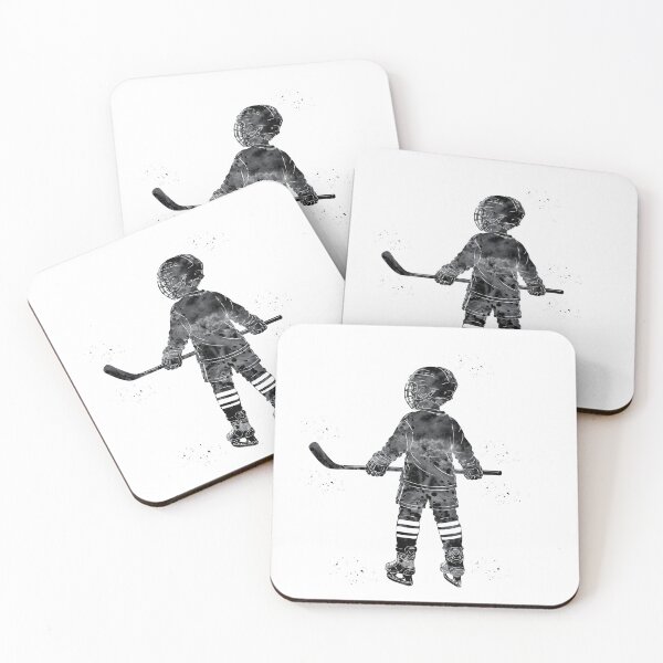 Item preview, Little Boy Ice Hockey Player Watercolor Art designed and sold by Liededrom..