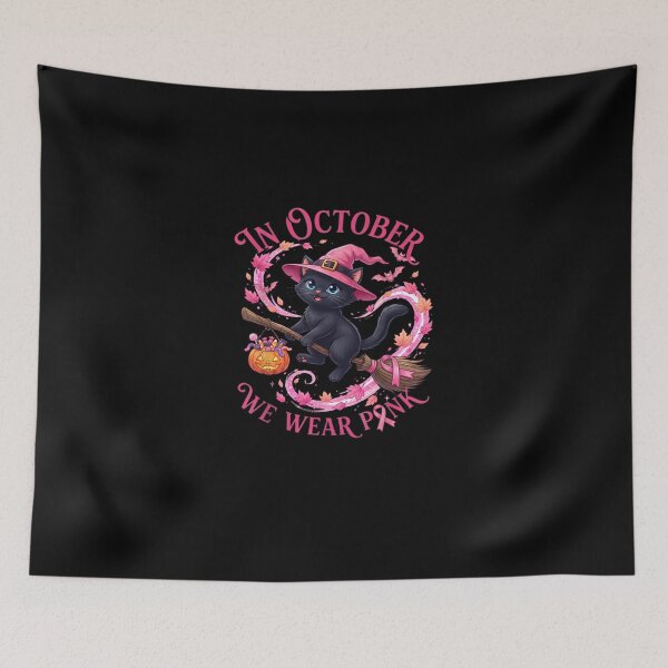 Item preview, In October We Wear Pink Black Cat Witch designed and sold by ianpowell39.