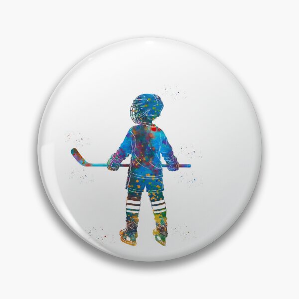 Item preview, Little Boy Ice Hockey Player Watercolor Art designed and sold by Liededrom..