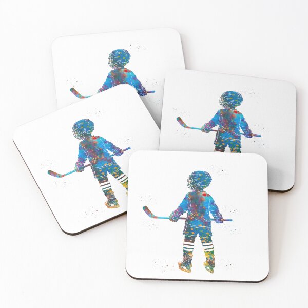 Item preview, Little Boy Ice Hockey Player Watercolor Art designed and sold by Liededrom..