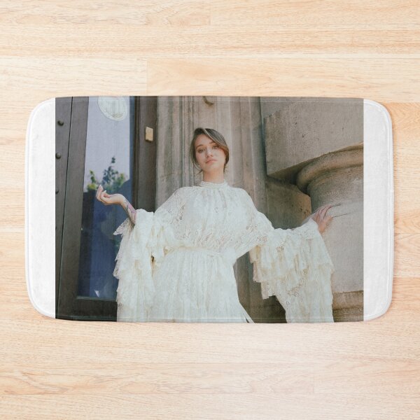 Item preview, Young Woman In White Lace Dress Beside Historic Building designed and sold by Kellesu.