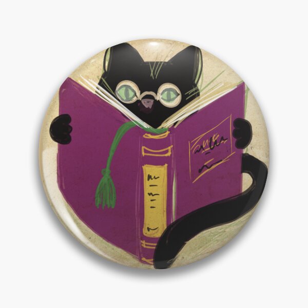 Item preview, Black cat reading bookish in parchment coloured oval fram designed and sold by empressbat merch.
