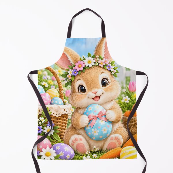Item preview, Cute Easter Bunny with Flowers and Pastel Eggs – Adorable Spring Easter Design designed and sold by lavanya11.