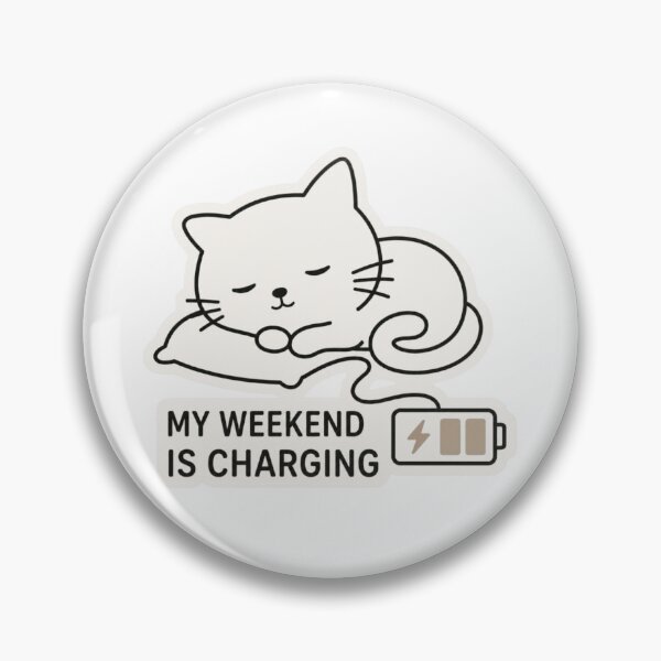 Item preview, My Weekend Is Charging Cat – Cozy Introvert Humor designed and sold by LINE & MOOD⭐️⭐️⭐️⭐️⭐️.