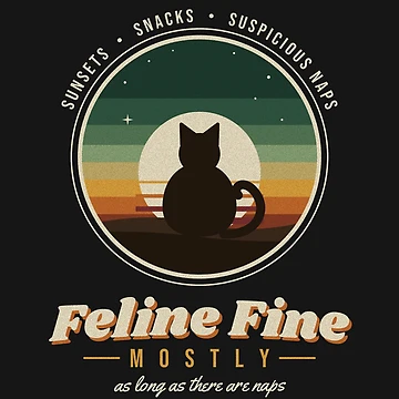 Imagen de la obra Feline Fine Mostly Retro Black Cat Sunset de somebasic